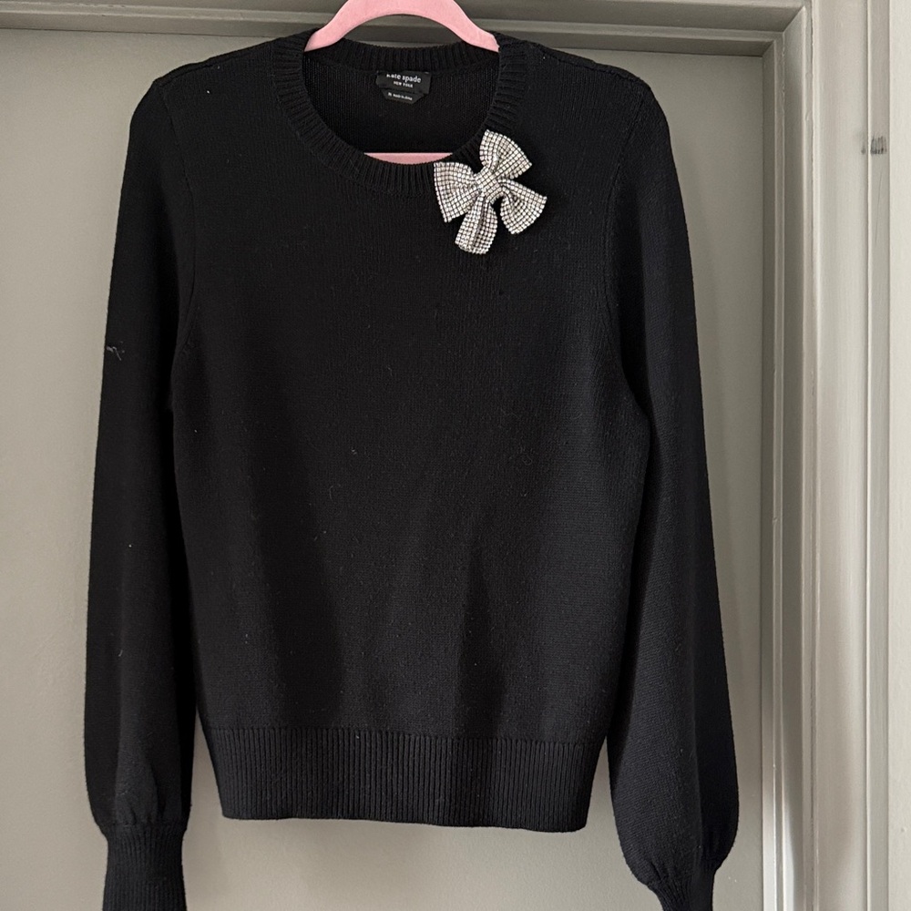 kate spade Black Sweater with rhinestone Bow